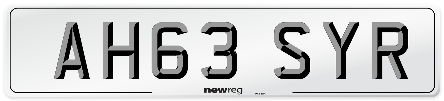 AH63 SYR Number Plate from New Reg
